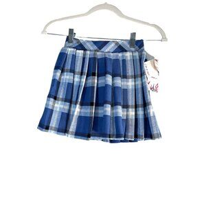 Olivia Kay Girls Skirt Pleated Attached Shorts Blue Plaid Preppy Size M 8 NWT
